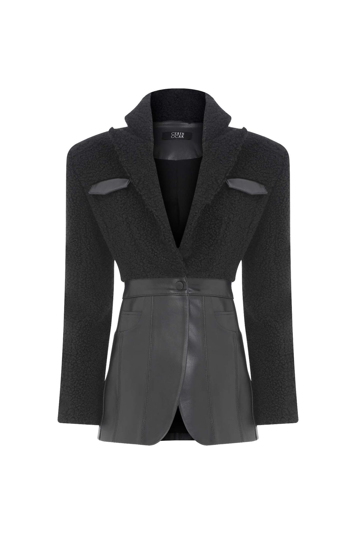 Leather Jacket With Faux Shearing