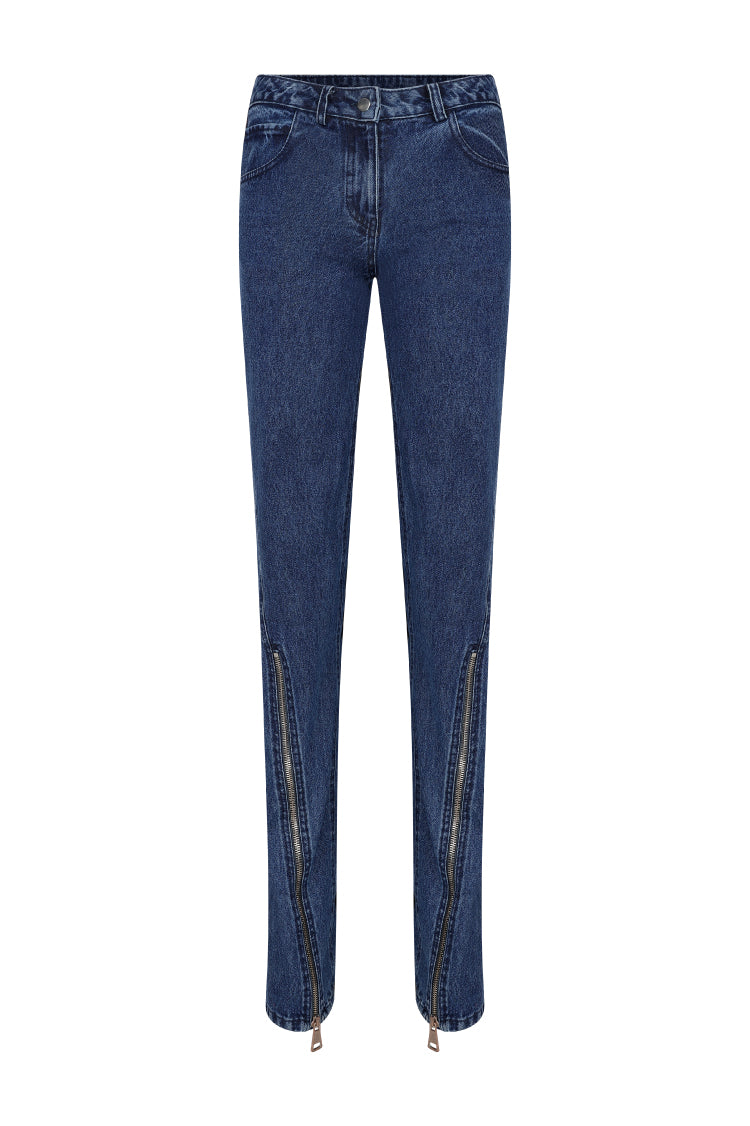 DENIM PANTS IN ZIPPER DETAIL