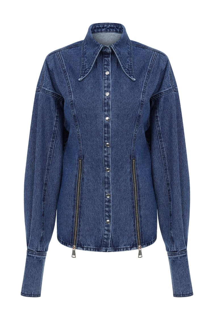 DENIM SHIRT IN ZIPPER DETAIL