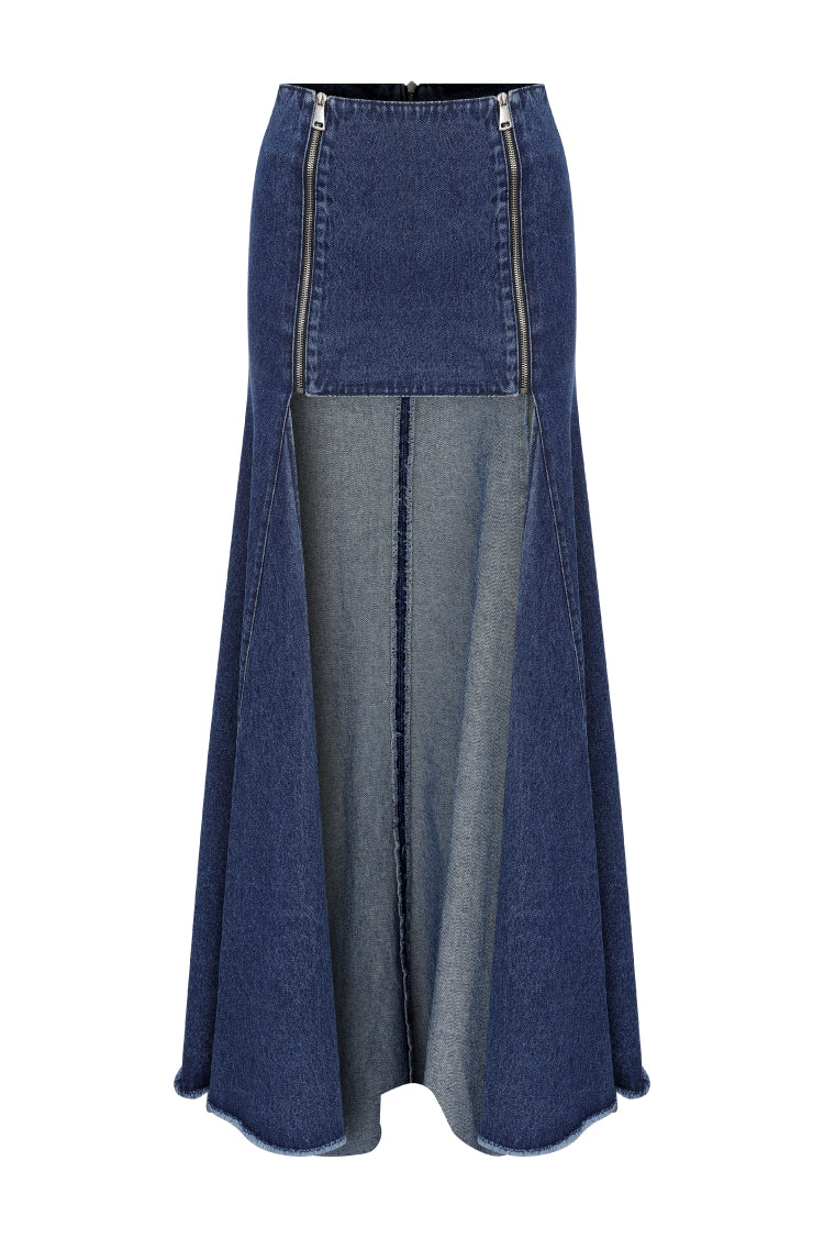 DENIM SKIRT IN ZIPPER DETAIL