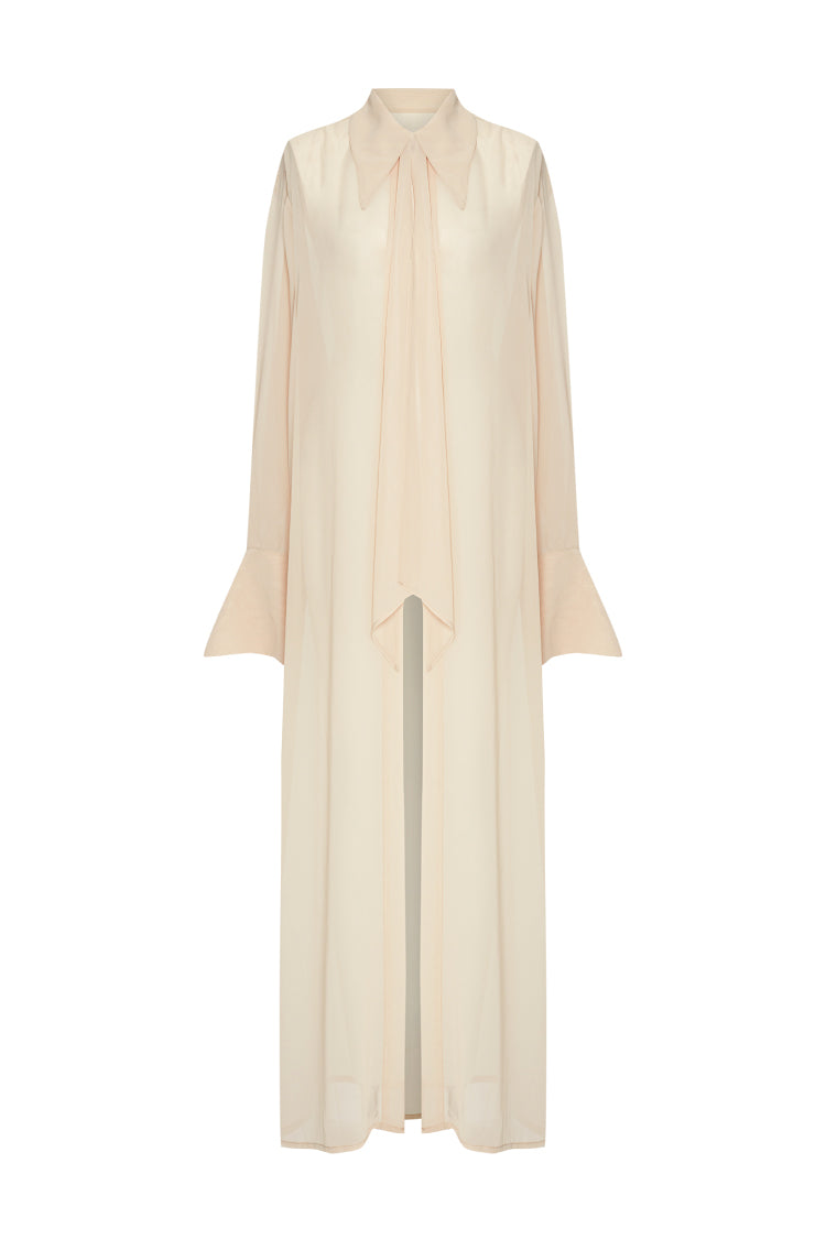 BOW SHIRT DRESS IN SILK