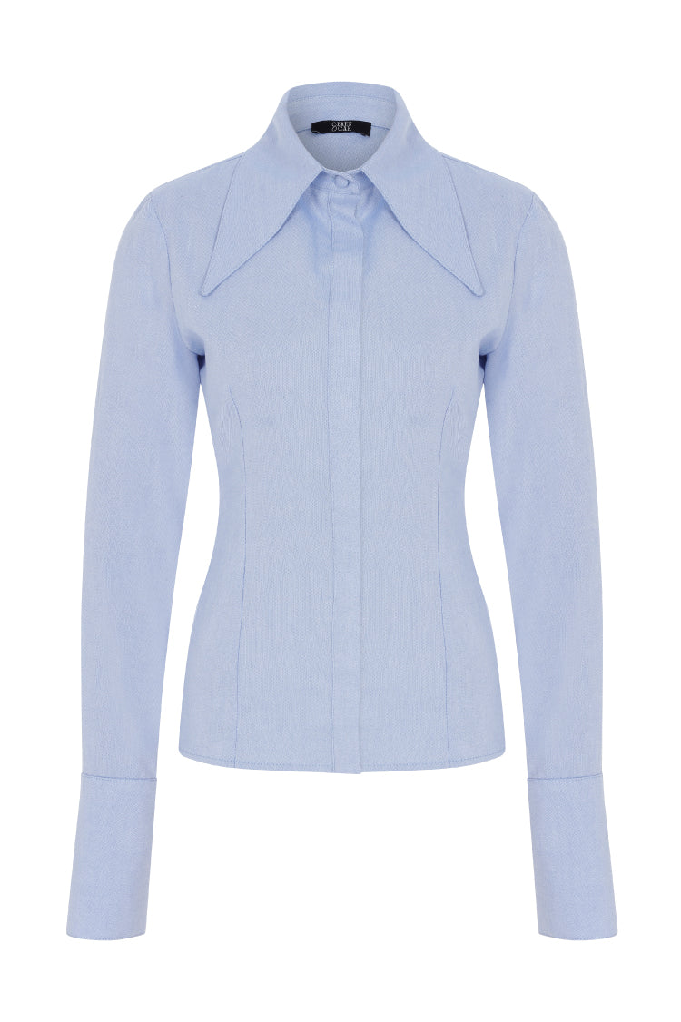 STRUCTURED WIDE-COLLAR SHIRT