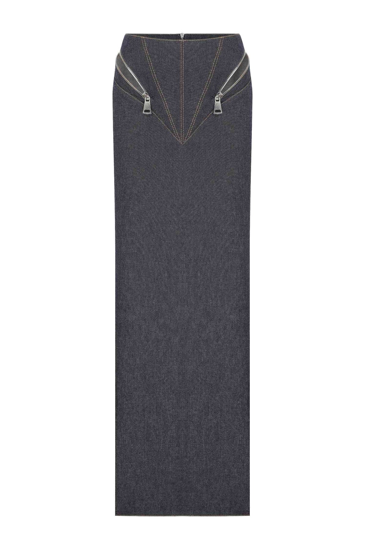 ZIPPER DETAIL DENIM SKIRT