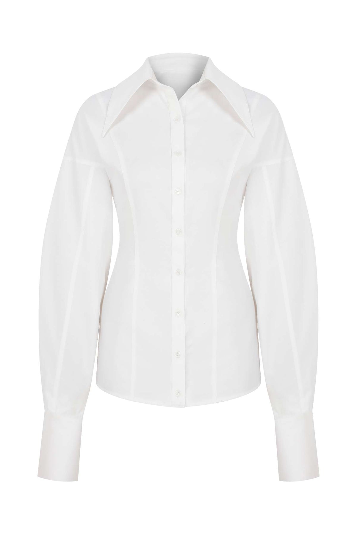 CINCHED-BACK TAILORED WHITE SHIRT
