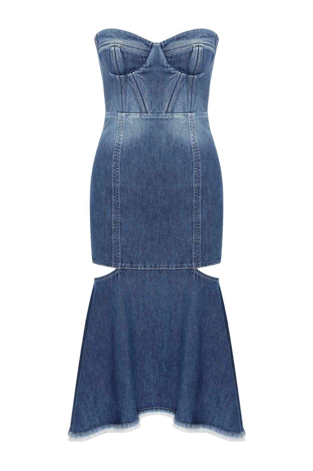 BUSTIER DENIM DRESS