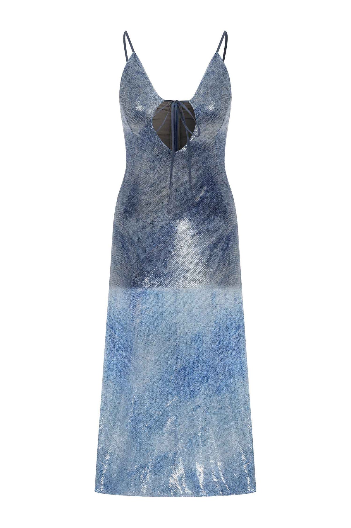 DENIM EFFECT SEQUIN DRESS