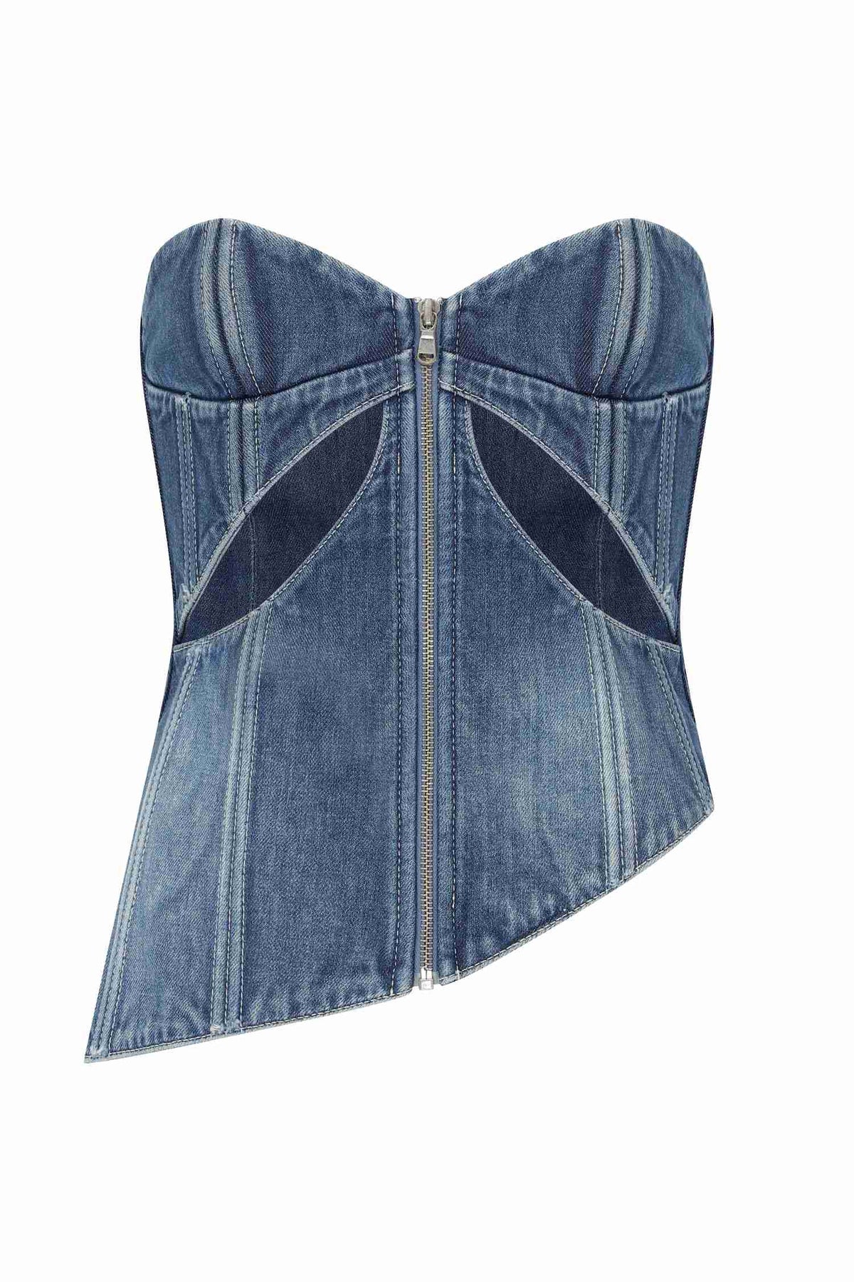 CUT-OUT DENIM CORSET