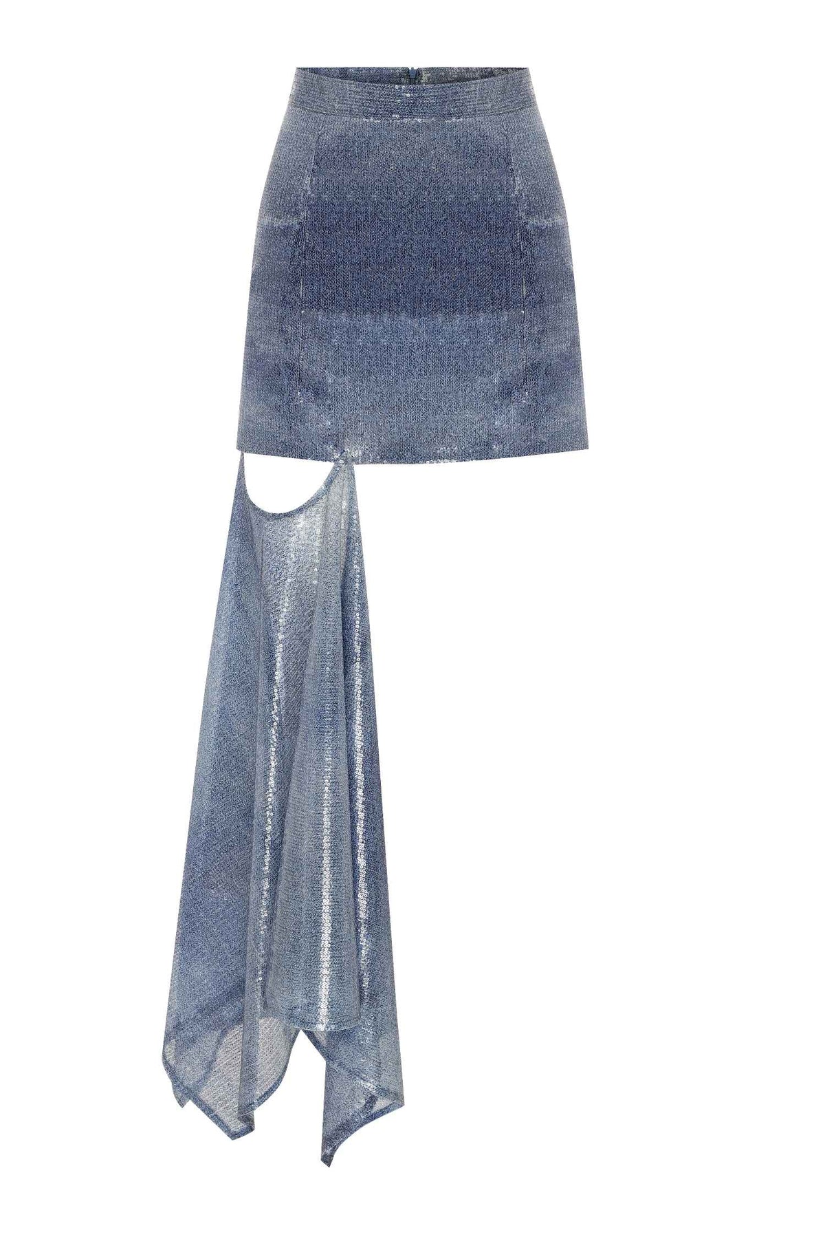 DENIM EFFECT SEQUIN SKIRT