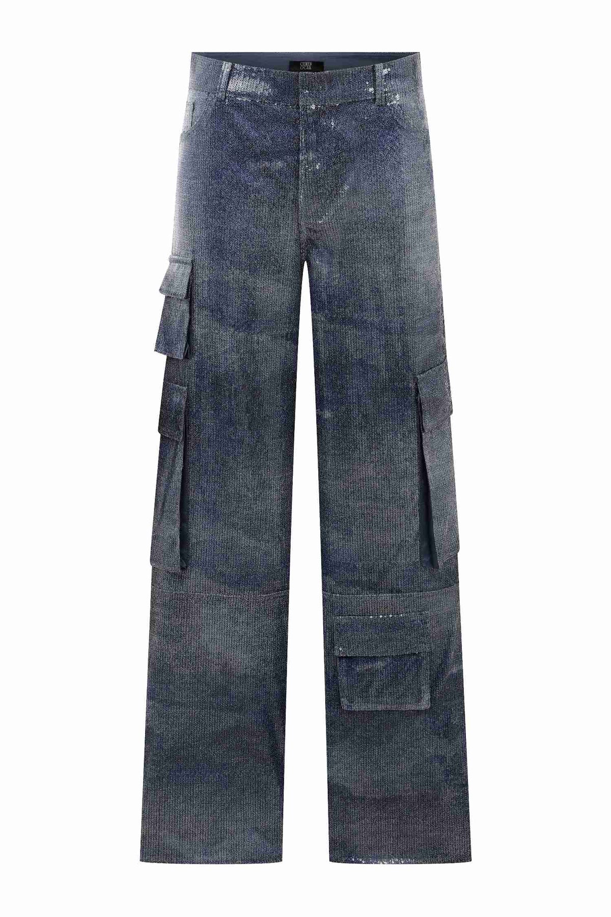 DENIM EFFECT SEQUIN CARGO PANT