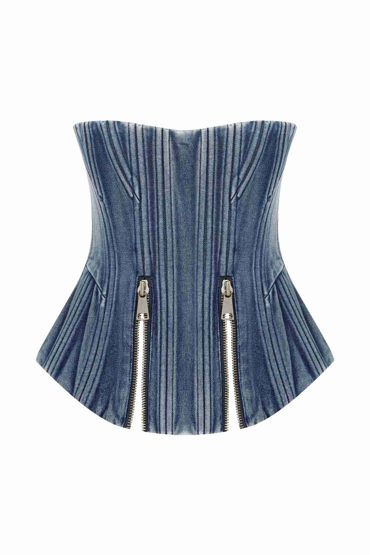 ZIPPER DETAIL DENIM CORSET