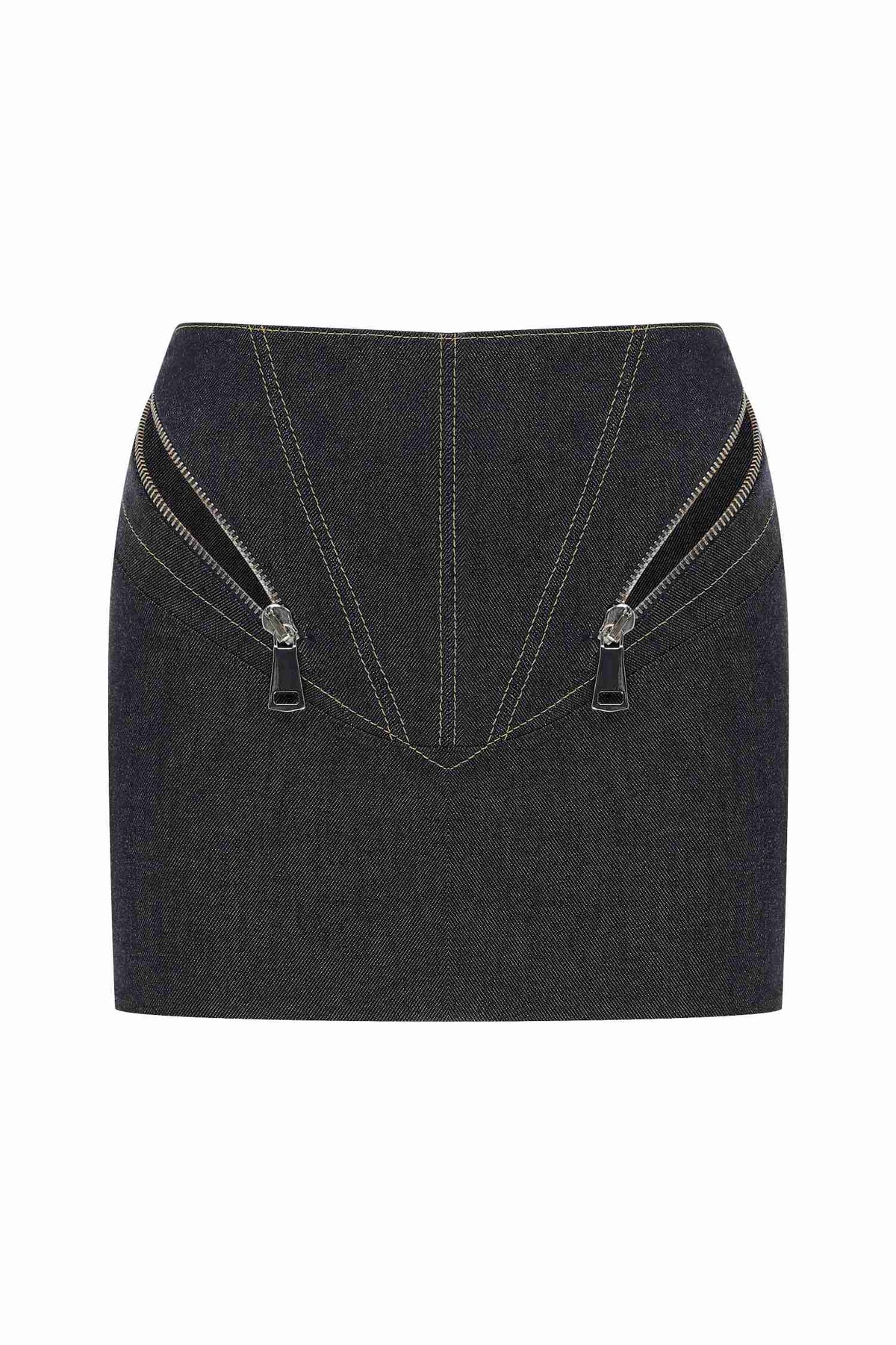 ZIPPER DETAIL MINI DENIM SKIRT